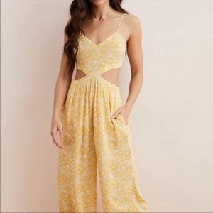 Aerie Yellow Cut Out Jumpsuit